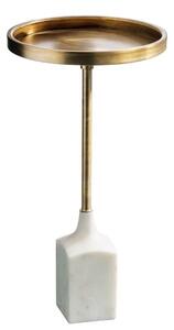 Designový kulatý art deco zlatý příruční stolek Akina z kovu s bílou mramorovou podstavou 55 cm