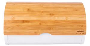 Altom Nerezový chlebník s bambusovým víkem, 38 x 24 x 20 cm