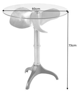 Designový industriální kulatý kovový příruční stolek Helice v měděné barvě se skleněnou deskou 102 cm