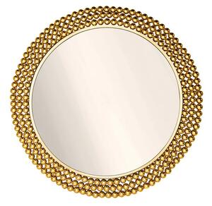 Designové glamour kulaté nástěnné zrcadlo Miny se zlatým perlovým kovovým rámem 76 cm