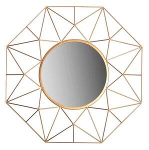 Stylové art deco nástěnné kulaté zrcadlo Diamont se zlatým rámem s diamantovým vzorem 80 cm