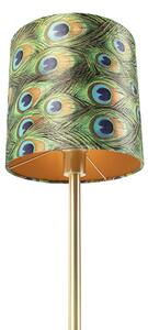 Botanická stolní lampa mosaz s pávím odstínem 25 cm - Simplo