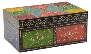 Ručně malovaná dřevěná truhlička, multibarevná, 23x17x11cm