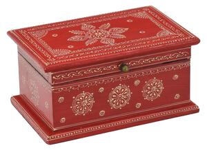 Ručně malovaná dřevěná truhlička, červená, 23x16x12cm (2C)