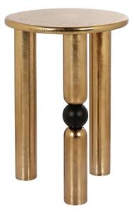 Moderní art deco kulatý kovový příruční stolek Bullet ve zlaté barvě s černým detailem koule 54 cm