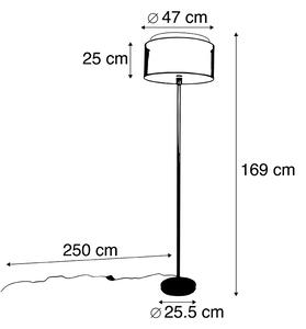 Designová stojací lampa černá s černo-bílým odstínem 47 cm - Simplo