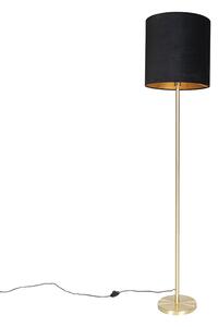 Klasická stojací lampa mosaz s černým odstínem 40 cm - Simplo