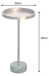 Designový art deco kulatý kovový příruční stolek Akina ve zlaté barvě s mramorovou zelenou podstavou 56 cm