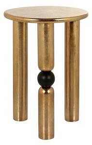 Moderní art deco kulatý kovový příruční stolek Bullet ve zlaté barvě s černým detailem koule 54 cm
