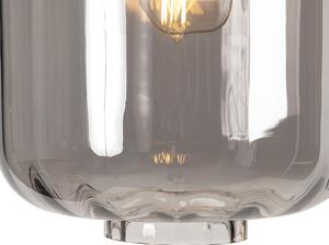 Designová závěsná lampa černá s kouřovým sklem 3-světlo 226 cm - Qara