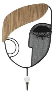 Moderní designový závěsný věšák Donna s uměleckým motivem v černé barvě s hnědými a šedými detaily 33 cm