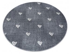 Koberec HEARTS kruh Jeans - šedý