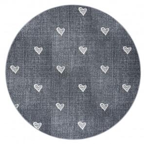 Koberec HEARTS kruh Jeans - šedý