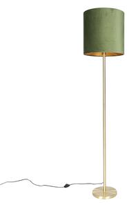 Botanická stojací lampa mosaz se zeleným odstínem 40 cm - Simplo