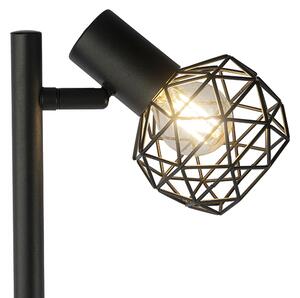 Designová stojací lampa černá 3-světelná nastavitelná - síťovina
