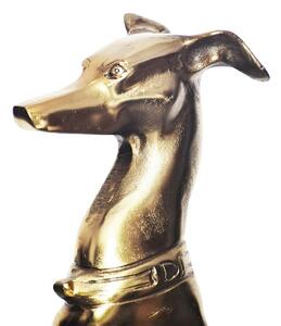 Art deco designová kovová zlatá socha psa Nartas v sedací poloze 69 cm