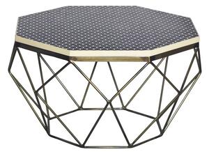 Moderní osmiúhelníkový bronzový konferenční stolek Adamantino se šestiúhelníkovými bílými detaily s kostovou intarzií 69 cm