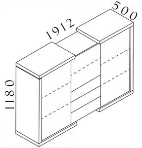 Střední skříň Lineart 191,2 x 50 x 118 cm