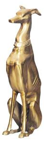 Art deco designová kovová zlatá socha psa Nartas v sedací poloze 69 cm
