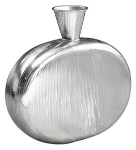 Art deco oválná kovová strukturovaná stříbrná váza Aleny s kuželovým vrchem 48 cm