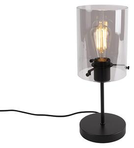 Designová stolní lampa černá s kouřovým sklem na standardu - Dome
