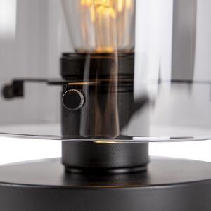 Designová stolní lampa černá s kouřovým sklem - Dome