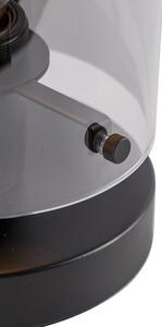 Designová stolní lampa černá s kouřovým sklem - Dome