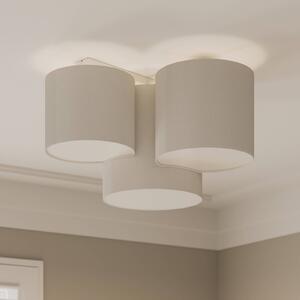TK Lighting Stropní světlo Mona tříramenné, bílé, stmívatelný, Bílá / opál, Ložnice, Textil / tkanina / hedvábí, Moderní