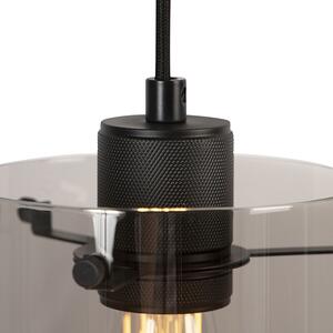 Designová závěsná lampa černá s kouřovým sklem 3-světlo - Dome