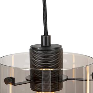 Designová závěsná lampa černá s kouřovým sklem 4-světlo - Dome