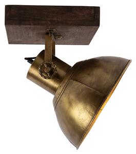 Industriální stropní bodový bronz se dřevem 30 cm - Mango