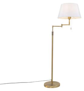 Stojací lampa bronzová s bílým stínidlem a nastavitelným ramenem - Ladas Deluxe