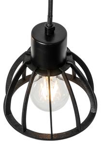Industriální závěsná lampa černá 4-světelná - Fotu