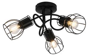 Moderní stropní svítidlo černé 40 cm kulaté 3-světlo - Botu