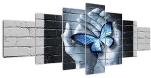 Obraz - Motýl na zdi (210x100 cm)