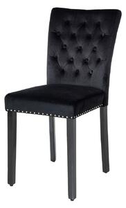 Chesterfield jídelní čalouněná židle Silloth s černým sametovým potahem se stříbrnými nýty s prošívaným opěradlem 95 cm