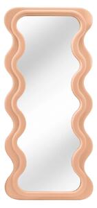 Designové art deco nástěnné zrcadlo Swan s vlnitým obdélníkovým pastelově meruňkově oranžovým rámem 160 cm