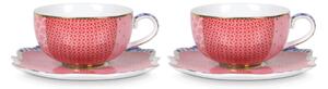 Pip Studio Royal pink 2ks espresso hrnků s talířky 125ml, dárkové balení (dárková sada 2 espresso hrnků)