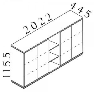 Střední skříň Creator 202,2 x 44,5 x 115,5 cm
