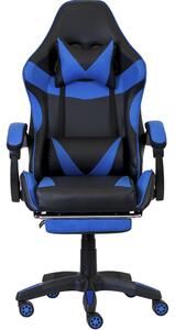 Ergonomická herní židle CLASSIC s podnožkou modrá