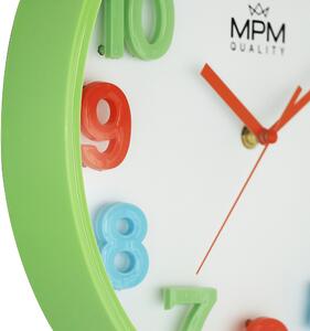 Designové plastové hodiny zelené MPM E01.4186