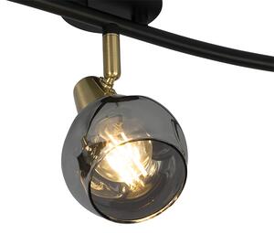 Stropní lampa zlatá 56 cm s kouřovým sklem 3-světlo - Vidro