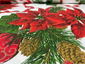 Vánočný běhoun na stůl Vánoční růže na bílém 50x150 cm