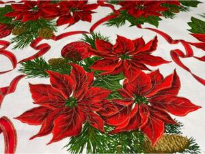 Vánočný běhoun na stůl Vánoční růže na bílém 50x150 cm Made in Italy