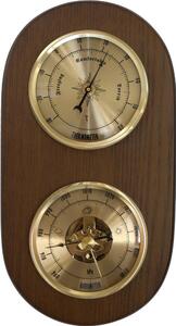 MPM Dřevěné nástěnné hodiny s teploměrem a barometrem E06P.3977.50