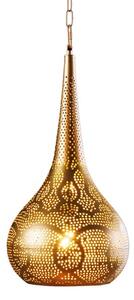 Orientální závěsná lampa Fatima kulatého tvaru z kovu ve zlaté barvě s perforací 49 cm