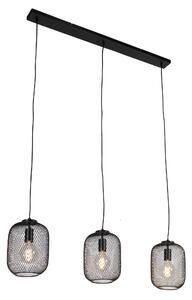Průmyslová závěsná lampa černá 110 cm 3-světlo - Bliss Mesh