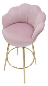 Sametová barová stolička Mauro Ferretti Lotos 55x53x110 cm, růžová/zlatá
