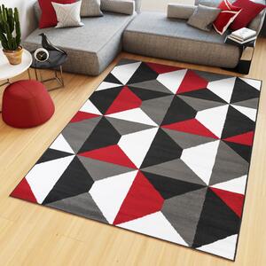 Chemex Kusový koberec Maya - geometrické tvary 6 - šedý/červený Rozměr koberce: 120x170 cm