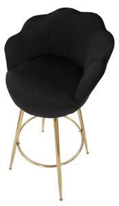 Sametová barová stolička Mauro Ferretti Lotos 55x53x110 cm, černá/zlatá